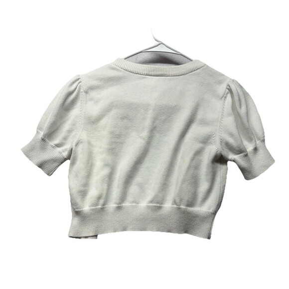 Hanna Andersson Girls White Short Sleeve Cardigan Sweater Sz 150 12 Button front - Picture 4 of 4